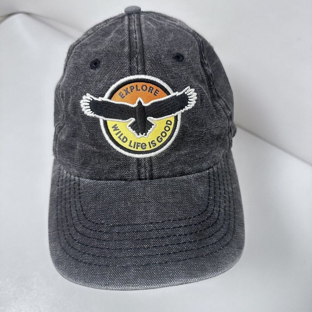 Life is Good Hat  Men Women Adult OS BlackDetailed Patch Wild Life Outdoors